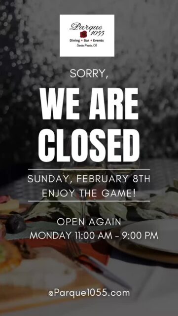 We are closed today!
Have a safe Super Bowl Sunday. See you tomorrow, open for lunch at 11 am. 
$2 Beers 🍺 from 3-9 on Monday and Tuesday. Plus a full week of events for you to celebrate with your Valentines or Galentines!