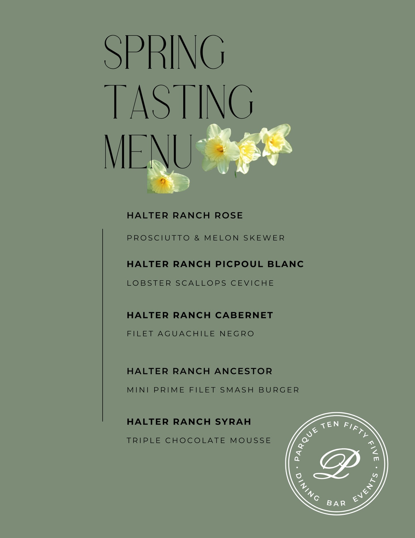 Spring tasting menu is coming and this one is so good. 🌼🍷

We’re pairing wines from Halter Ranch with a five course menu! 

Prosciutto & melon skewers, lobster scallop ceviche, filet aguachile negro, a mini prime filet smash burger, and triple chocolate mousse to finish.

If you’ve never been to one of our tasting nights, they’re honestly our favorite events we do. Super fun, great wine, and Chef always goes all out with the menu.

Call 805-619-1055 to reserve a seat or send us a DM! 

#winetasting #restaurant #foodie #santapaula #yum