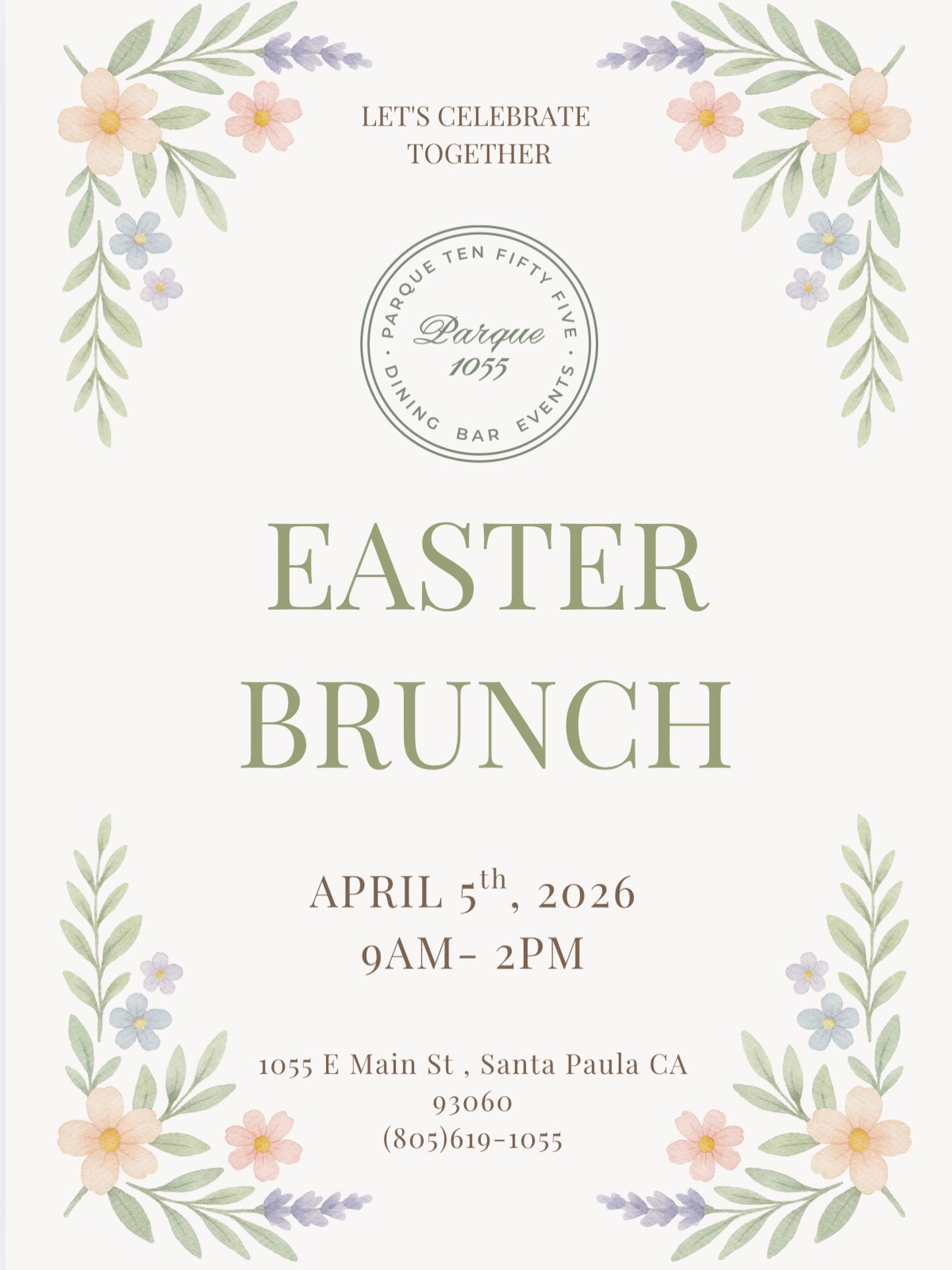 Easter Brunch at Parque 1055 🐣🌿

Chicken & waffles 🍗🧇 
Mimosa flights 🥂 
Ultimate Bloody Mary’s 🍅 
Sunny patio vibes ☀️✨ 

Join us this Sunday, April 5th and celebrate Easter with good food, good drinks, and great energy.

Reservations recommended, we’ll see you on the patio 🤍

#restaurants #easter #brunch #venturacounty #805events