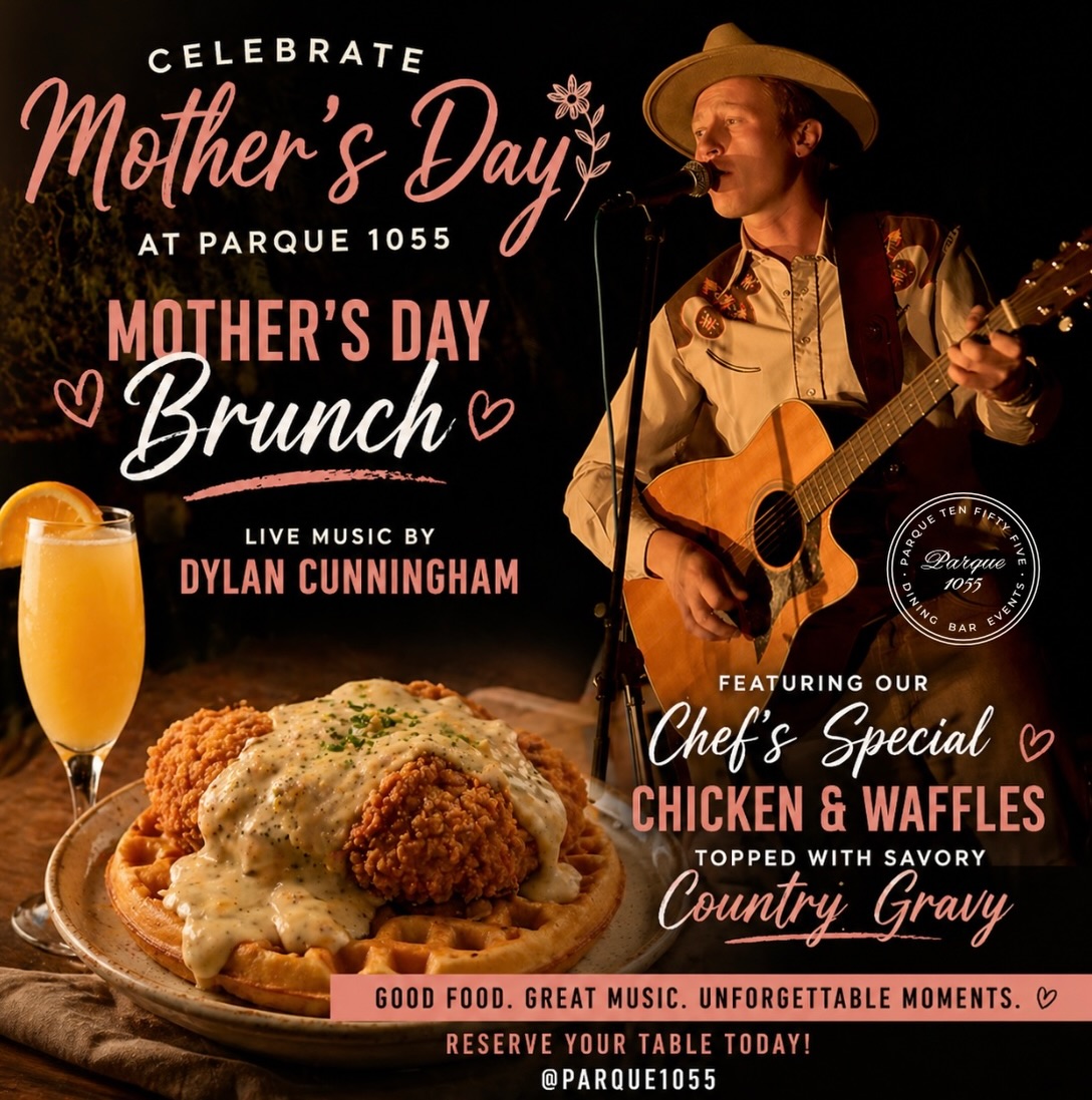 Celebrate Mom the right way 💐✨
Join us at Parque 1055 for a special Mother’s Day Brunch this Sunday from 9AM–2PM filled with delicious food, live music, and all the love she deserves.

Enjoy live music by Dylan Cunningham while indulging in our chef’s special Chicken & Waffles topped with savory country gravy 🤍

Good food. Great music. Unforgettable moments.
Reserve your table today!

#parque1055 #mothersday #805events #brunch #livemusic