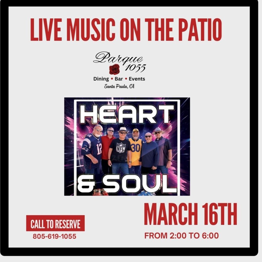 live music on the patio by Heart & Soul on March 16th